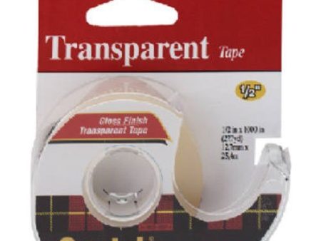 SCOTCH - Transparent Tape with Plastic Dispenser - 1 2 x 1000 Inches Cheap