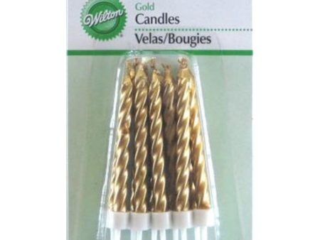 WILTON - Gold Candles, Metallic 2.25-Inch - 10 Candles Sale