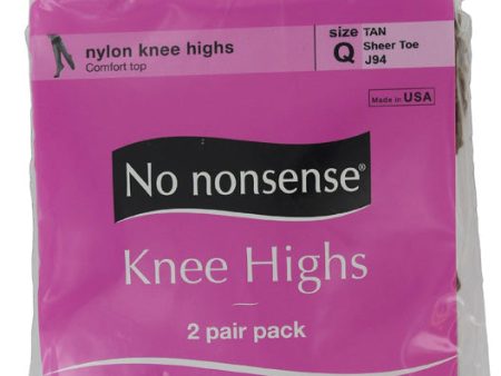 NO NONSENSE - Knee High Sheer Toe Tan Size Q - 2 Pair Pack For Cheap