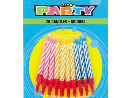 UNIQUE - Assorted Spiral Birthday Candles in Holders - 20 Candles Fashion