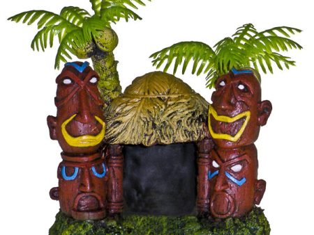 EXOTIC ENVIRONMENTS - Betta Hut with Two Palm Trees - 3.75  x 2.75  x 3.25  Online Sale