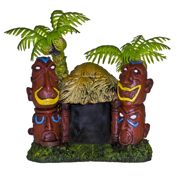 EXOTIC ENVIRONMENTS - Betta Hut with Two Palm Trees - 3.75  x 2.75  x 3.25  Online Sale