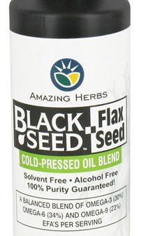 AMAZING HERBS - Black Seed & Flax Cold-Pressed Oil Blend - 8 fl. oz. (240 ml) Supply