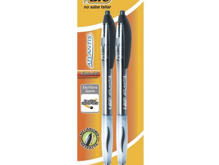 BIC - Atlantis Original Retractable Ball Pen, Medium Point (1.0 mm), Black - 2 Pens on Sale