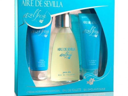 Aire de Sevilla Azul Fresh Unisex Fragrance Gift Set – 150 ml Eau de Toilette, 150 ml Body Cream, and 150 ml Exfoliating Gel | 3-Piece Luxury Collection Supply