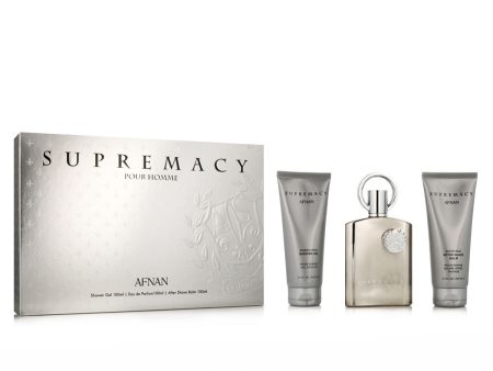 Afnan Supremacy Silver 3-Piece Gift Set for Men – 100 ml Eau de Parfum, Aftershave Balm, and Shower Gel Supply